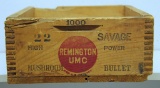 Remington UMC .22 Savage High Power 1,000 Round Cartridges Ammunition Wooden Ammo Box...