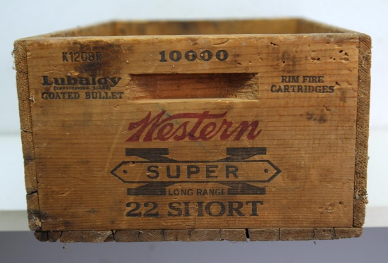 Western Super X .22 Short Wooden Ammo Box...