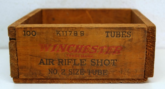 Winchester Air Rifle Shot No. 2 Size Tube Wooden Ammo Box...