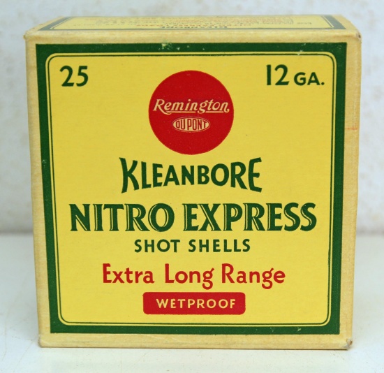 Full Vintage Box Remington Kleanbore...Nitro Express 12 Ga. Shotshells Ammunition...