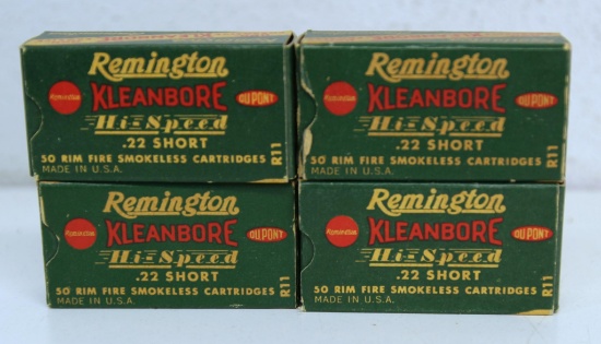 4 Full Vintage Boxes Remington Hi-Speed .22 Short Cartridges Ammunition...