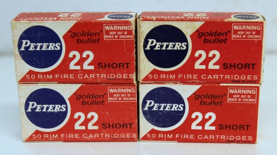 4 Full Vintage Boxes Peters .22 Short Cartridges Ammunition...