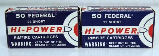 2 Full Vintage Boxes Federal Hi-Power .22 Short Cartridges Ammunition...