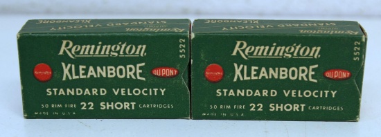2 Full Vintage Boxes Remington Standard Velocity .22 Short Cartridges Ammunition...