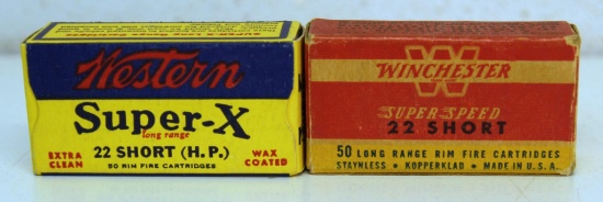 Full Vintage Box Winchester Super-Speed .22 Short & Full Vintage Box Western Super-X .22 Short HP
