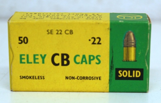 Full Vintage Box Eley....22 CB Caps Reduced Velocity Cartridges Ammunition...