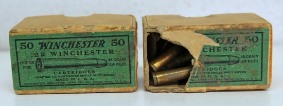 Full Vintage Two Piece Box Winchester .22 Winchester Centerfire & Partial Vintage Box of 16