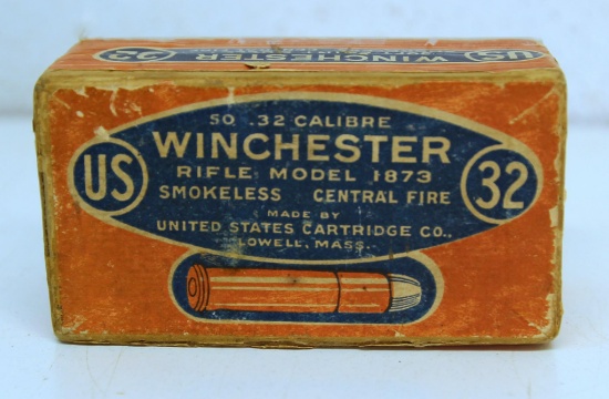 Partial Vintage Two Piece Box of 41 Correct U.S. Cartridge Co. .32 Winchester for Model 1873 Rifle