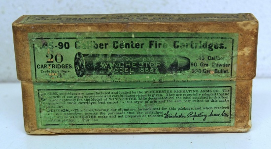 Full Vintage Two Piece Box Winchester .45-90 Winchester Cartridges Ammunition...