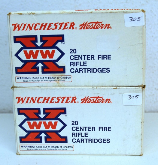 2 Full Vintage Boxes Winchester-Western .38-55 Winchester 255 gr. Soft Point Cartridges Ammunition..