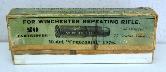 Full Vintage Two Piece Box Winchester .45-75 Winchester Cartridges Ammunition for Model "Centennial