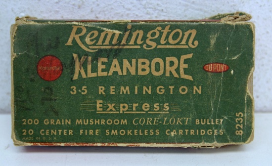Full Vintage Damaged Box Remington .35 Remington 200 gr. Cartridges Ammunition...