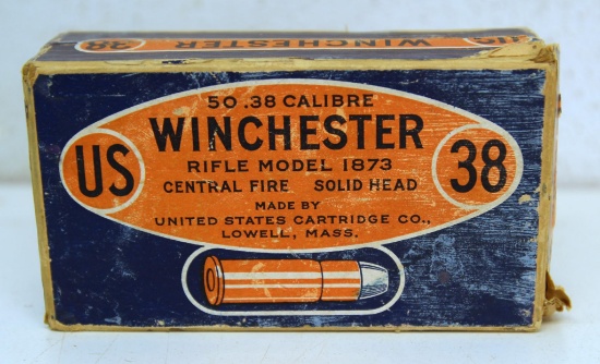 Full Vintage Two Piece Box U.S. Cartridge Co. .38 Winchester Cartridges Ammunition for Model 1873