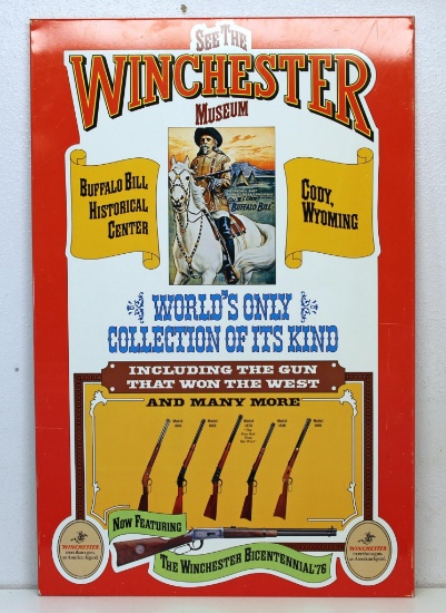 Winchester Museum Cody, Wyoming Buffalo Bill Historical Center 18 1/4" x 27 3/4" Metal Advertising