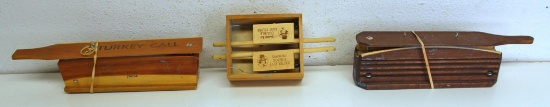 3 Wooden Box Turkey Calls - Model T-12 by Burnham Brothers Marble Fall, TX, Quaker Boy Double Easy