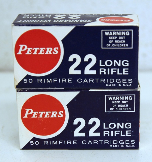 2 Full Vintage Boxes Peters .22 LR Cartridges Ammunition...