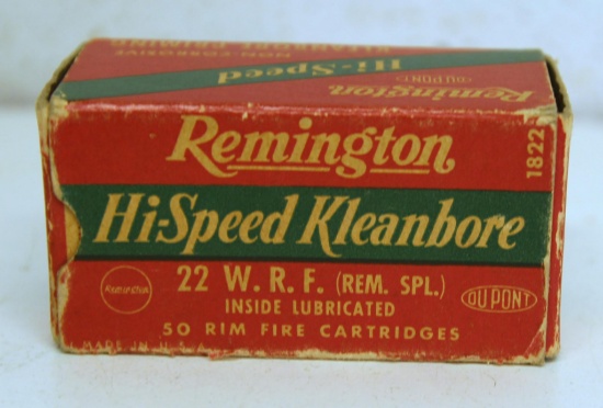Full Vintage Box Remington Hi-Speed .22 WRF Cartridges Ammunition...