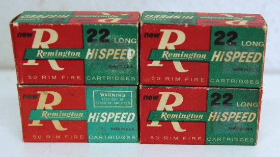 4 Full Vintage Boxes Remington Hi-Speed .22 Long Cartridges Ammunition...