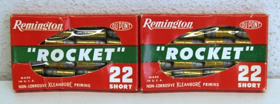 2 Full Chiclet Packs Remington Rocket .22 Short Cartridges Ammunition...