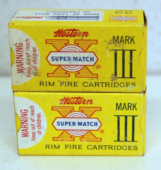 2 Full Vintage Boxes Western Super Match Mark III .22 LR Cartridges Ammunition...