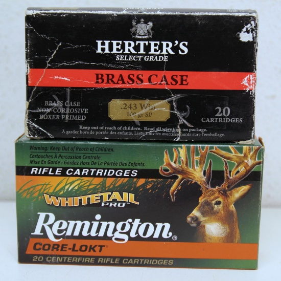 Full Box Remington Whitetail Pro .243 Win. and Full Box Herter's .243 Win. 100 gr. Cartridges