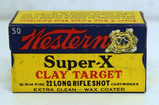 Full Vintage Box Western Super-X Clay Target .22 LR Shot Cartridges Ammunition...