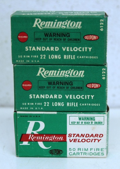 3 Full Vintage Boxes Remington Standard Velocity .22 LR Cartridges Ammunition...