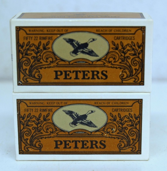 2 Full Vintage Boxes Peters .22 LR HP Cartridges Ammunition...