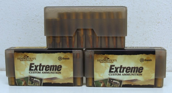 Two Full and One Partial Box of 17 Rounds & 3 Fired Brass...Hendershot's Extreme .224 Weatherby Mag.