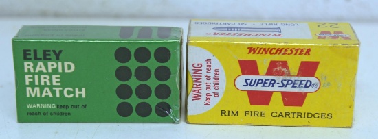 Full Vintage Box Winchester Super-Speed .22 LR and Full Vintage Box Eley...Rapid Fire Match .22 Shor