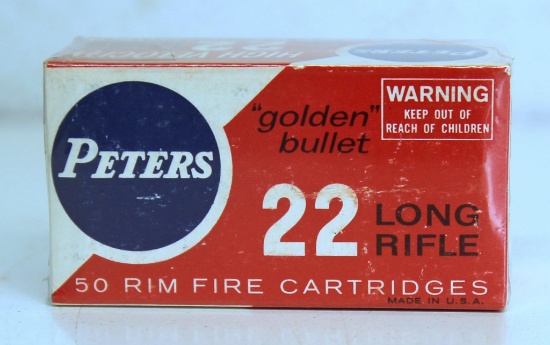 Full Vintage Box Peters High Velocity .22 LR Cartridges Ammunition...