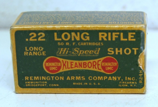 Full Vintage Remington Dog Bone Box .22 LR Long Range Shot Cartridges Ammunition...