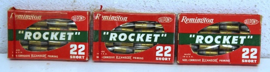3 Vintage Full...Chiclet Packs of 28 Remington Rocket .22 Short Cartridges Ammunition...