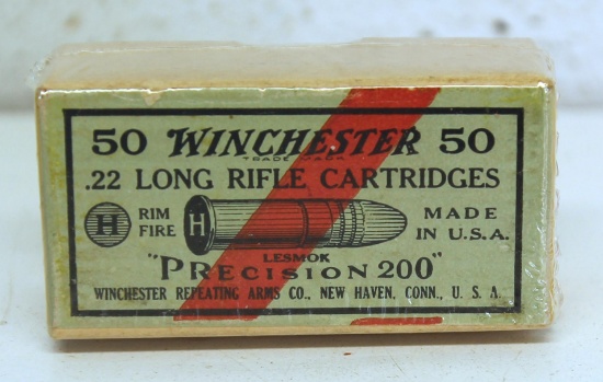 Full Vintage Sealed Two Piece Box Winchester "Precision 200" .22 LR Cartridges Ammunition...(End Fla