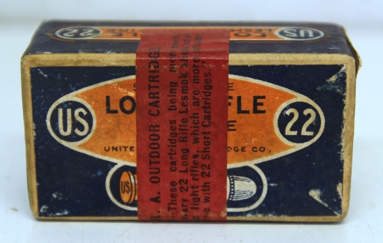 Full Sealed Two Piece NRA Box US Cartridge Co. .22 LR Cartridges Ammunition - Has Red NRA Sticker