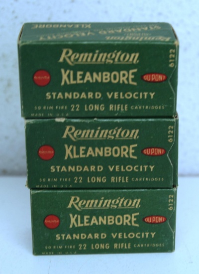 3 Full Vintage Boxes Remington Standard Velocity .22 LR Cartridges Ammunition...