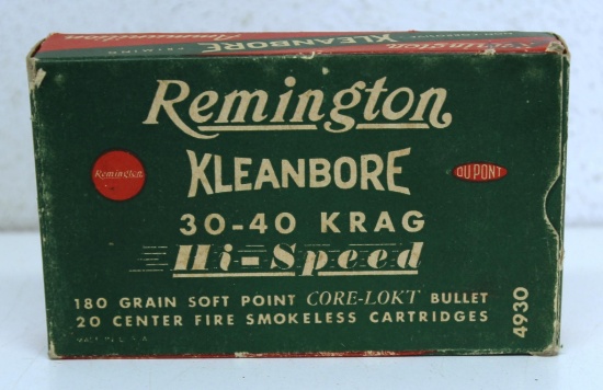 Full Vintage Box Remington .30-40 Krag 180 gr. SP Cartridges Ammunition...