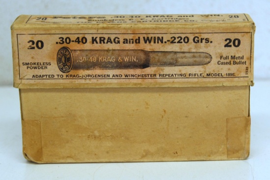 Full Vintage Two Piece Box Peters .30-40 Krag...220 gr. Cartridges Ammunition...