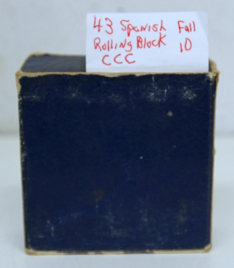 Full Vintage Box of 10 CCC .43 Spanish Rolling Block Cartridges Ammunition...