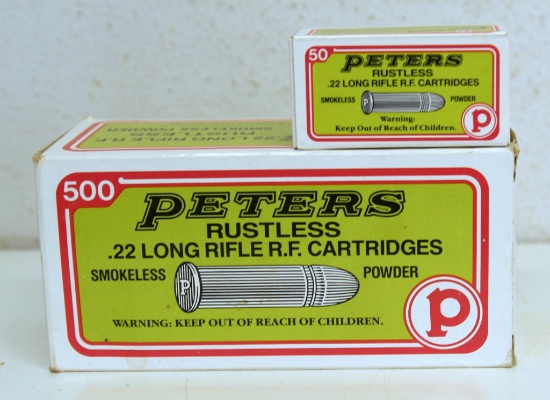 Full Brick Box of 500 Peters Rustless .22 LR Cartridges Ammunition...