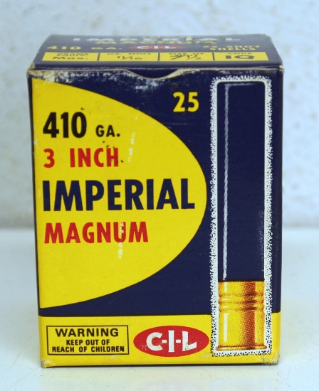 Full Vintage Box C-I-L Imperial .410 Ga. 3" 7 1/2 Shot Shotshells Ammunition...