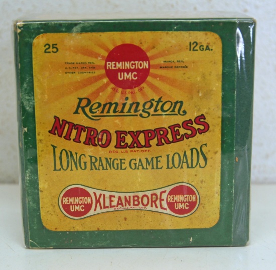 Full Vintage Sealed Two Piece Box Remington UMC 12 Ga. Nitro Express Long Range Game Loads