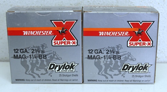 Two Full Boxes Winchester Super-X DryLok Super Steel 12 Ga. BB Shot Shotshells Ammunition...