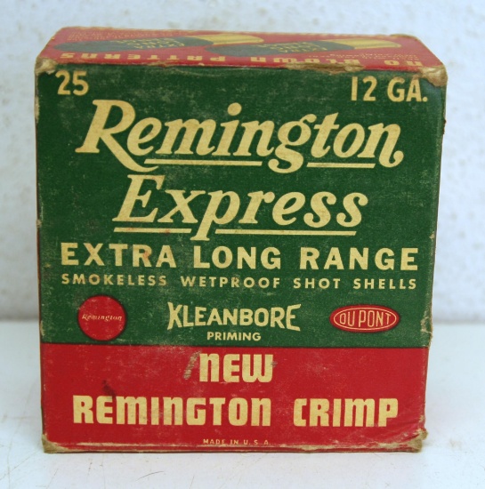 Full Vintage Box Remington Express Extra Long Range 12 Ga. 2 3/4" 4 Shot Shotshells Ammunition...
