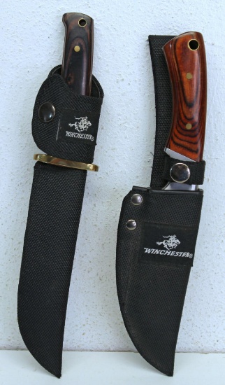 Two Winchester Fixed Blade Hunting Knives with Nylon Sheaths...
