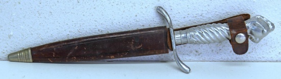 German Dagger with Leather Sheath Marked Korium Solingen Steel Made in Germany,... 6 3/8" Blade, 10