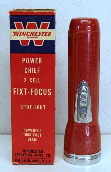 Winchester No. 4413 2 Cell Fixt-Focus Spotlight Flashlight, New Old Stock in Original Box, Top
