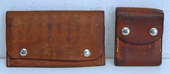 Two Leather Cartridge Holders - 1... Marked George Lawrence 7mm WM Holds 10 7mm Win Mags, 1 Trifold.