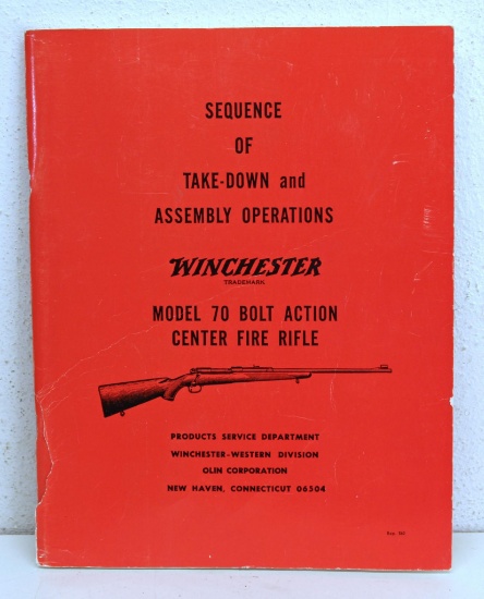 Winchester Model 70 Rifle Sequence of Take-Down and Assembly Operations Manual 1958