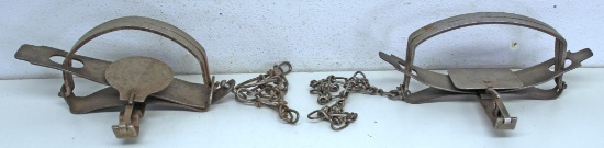 Vintage Blake and Lamb No. 4 Single Spring and No. 44 Double Spring Leg Hold Animal Traps...